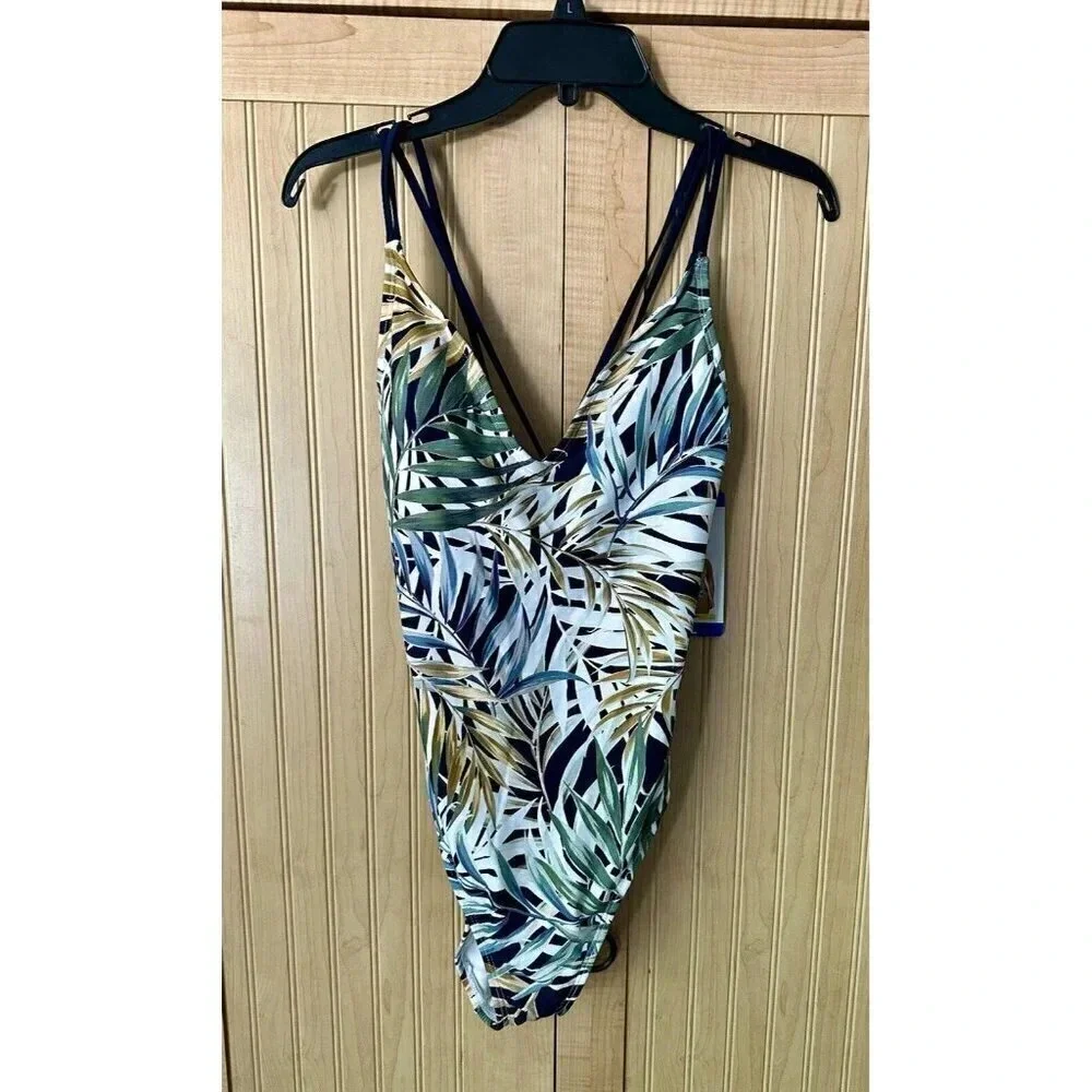 NWT Hurley Women UPF 50+ Stretch‎ Midweight One Piece Swimsuit Green, Size Large